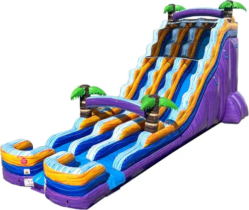 Vista 14 de TentandTable Tobogán acuático inflable de doble carril para niños y adultos, diversión acuática gigante de grado comercial, incluye soplador de aire