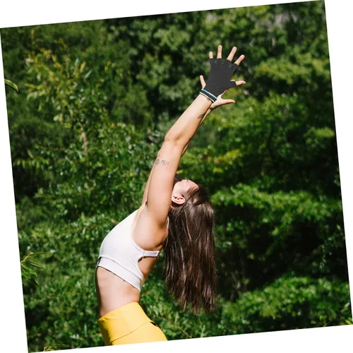 Vista 8 de 4 pares de guantes de yoga para mujer, guantes de entrenamiento sin dedos para yoga, pilates y guantes de ejercicio ligeros y transpirables para un