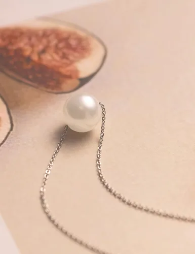 Vista 2 de Natural Baroque Pearl Necklace for Women Handpicked Floating Single Pearl Necklace Pendant with White Gold Plating Chain Pearl Jewelry Gifts for Her