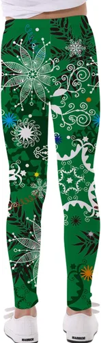 Vista 2 de ALBIZIA Pantalones de Navidad para niñas, leggings de Navidad suaves cepillados, mallas elásticas al tobillo de 5 a 12 años