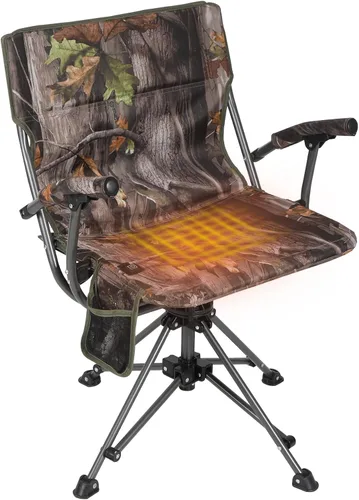 Vista 15 de REDCAMP Paquete de 2 sillas de caza de gran tamaño para persianas, sillas plegables portátiles de camuflaje para adultos, asientos de caza