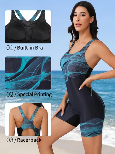Vista 82 de ATTRACO Traje de baño deportivo de una pieza para mujer, traje de baño deportivo de entrenamiento