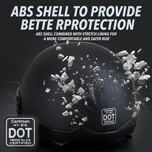 Vista 4 de Cartman Motorcycle Open Face Helmet with Sun Visor Quick Release Buckle, DOT Approved