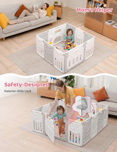 Vista 7 de Corralito para bebés Dripex, corral plegable de 10 paneles para bebés y niños pequeños, área de juego portátil ajustable, centro de actividades