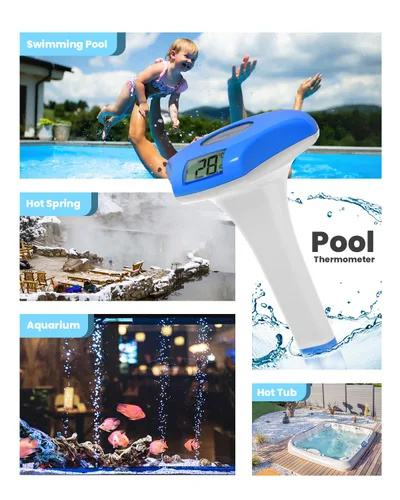 Vista 8 de BALDR Termómetro flotante de fácil lectura, termómetro solar para piscina con pantalla digital, IPX8 impermeable, precisión de ±1.8℉ para jacuzzis