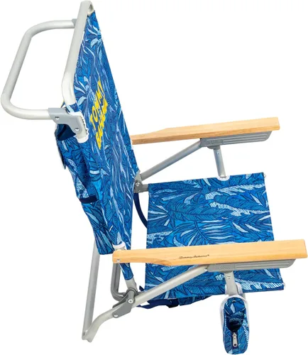 Vista 3 de Tommy Bahama - Silla de playa plegable con 5 posiciones, diseño clásico y plano con mochila, enfriador y portavasos, silla de playa portátil