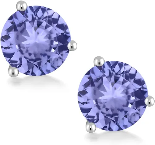 Vista 89 de Gem Stone King Aretes de oro de 14 quilates, 0.236 in, piedra natal redonda, Martini, 3 puntas, aretes de oro para mujer
