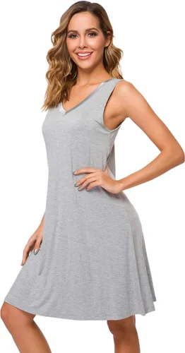 Vista 25 de GYS Cooling Bamboo Viscose Sleeveless Nightgowns for Women Aguamarina