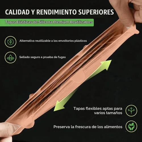 Vista 5 de Tapas elásticas de silicona reutilizables para almacenamiento de alimentos en el refrigerador, fundas elásticas resistentes al calor, tazas, latas