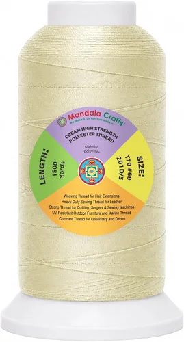 Vista 43 de Mandala Crafts Airforce Blue Tex 70 - Hilo de poliéster para tapicería 1500 Yds T70 UV Resistant Strong Thread for Leather Sewing, Marine