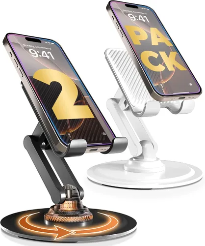 Vista 10 de COOPER Soporte 360°, Soporte Giratório para Celular de Escritorio Base de Metal Resistente, Plegable, Portátil Soporte para Celular