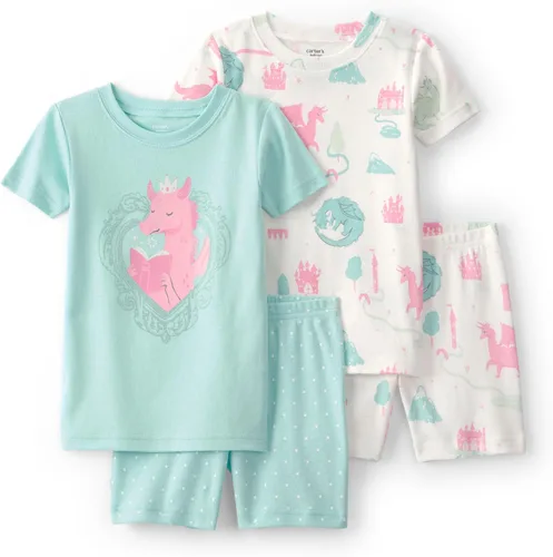 Vista 20 de Carter's Conjunto de pijama de algodón ajustado de 4 piezas para niña Pollo Country Green