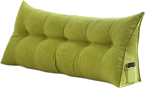 Vista 12 de Cojín triangular extra de lectura, cojín de cabecera con cuña y respaldo de cama, cojín de respaldo de cama para cama doble, funda extraíble, beige