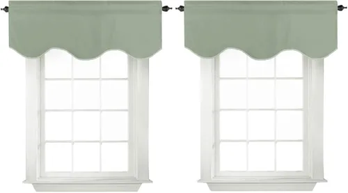 Vista 23 de Turquoize - Cenefa opaca para ventanas de cocina/baño/sala de estar/dormitorio con aislamiento térmico, cenefa festoneada con bolsillo para Aqua