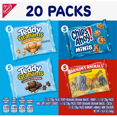 Vista 13 de Nabisco formas divertidas. Cookies & Crackers Galletas dulces y saladas Paquete variado, 20 Uunidades - Pack Paquete de 3