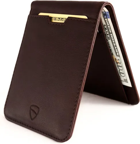 Vista 16 de Vaultskin MANHATTAN - Billetera de piel con bloqueo RFID para hombre, diseño fino, plegable, con ranuras para tarjetas, bolsillo frontal, contiene 9