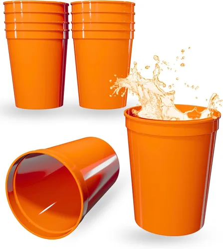 Vista 88 de PartyPrints Paquete de 100 vasos de plástico en blanco reutilizables de 10 a 12 onzas, vasos de estadio a granel, sin BPA, aptos para lavavajillas