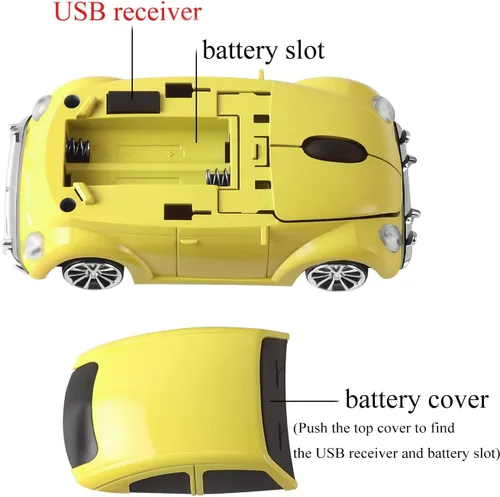 Vista 3 de Usbkingdom - Ratón inalámbrico de 2.4 GHz, ratón inalámbrico para computadora, 3D, con forma de coche deportivo, ergonómico, óptico inalámbrico