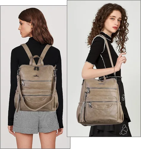 Vista 27 de Bolsos mochila monedero de piel sintética para mujer, bolsas con zíper, mochilas de hombro casuales