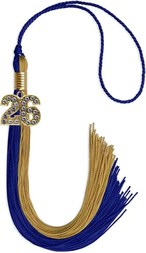 Vista 74 de Endea Graduation Borla de doble color con dije dorado (negro/oro brillante, 2022)