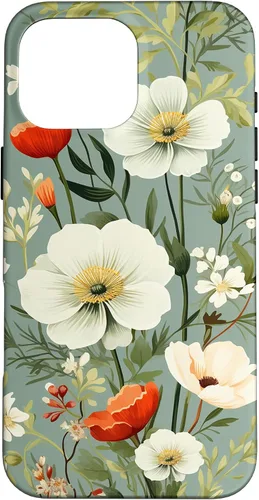Vista 19 de Sage Green Flower Wildflower Pattern Floral Case for iPhone 17
