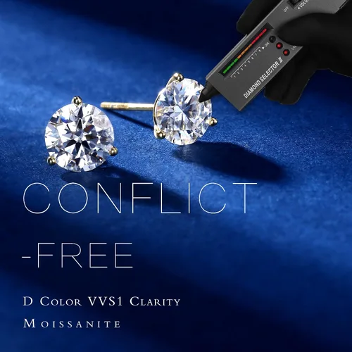 Vista 3 de MOOSEA Christmas Jewelry Gifts - Martini Moissanite Earrings for Women Men, 0.2-4 ct Round D Color VVS1 Clarity Lab Created Earring 925 Sterling
