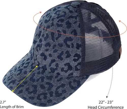 Vista 4 de C.C Ponytail Criss Cross Messy Buns Ponycaps Baseball Cap Dad Trucker Mesh Hat Distressed
