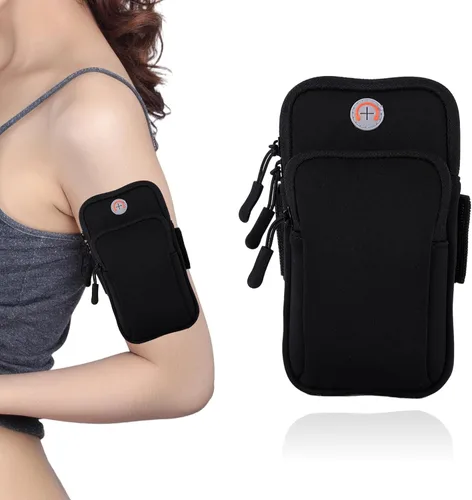 Vista 8 de Brazalete para correr, correa deportiva ajustable para correr, brazalete de entrenamiento para iPhone, bolsa de celular para ejercicio para hombres