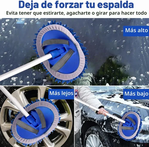 Vista 6 de anngrowy Cepillo de microfibra de 62" para lavado de autos con mango largo, kit de mopa de lavado de autos, manopla esponja, kit de suministros