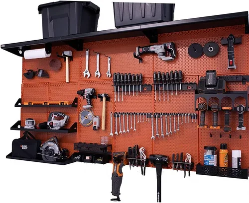 Vista 29 de OmniWall Weekend Warrior XL - Sistema de organización de pared de metal (negro/azul)