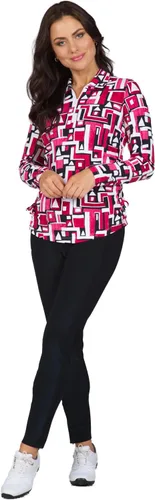 Vista 6 de IBKUL Athleisure Wear 48543 - Polo de manga larga con protección solar UPF 50+ Icefil Cooling Tech Jennifer Print de longitud ajustable