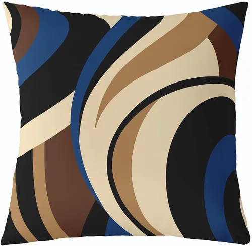 Vista 47 de Funda de almohada moderna con estampado de líneas geométricas de doble cara de 16 x 16 pulgadas, funda de almohada cuadrada suave con remolinos