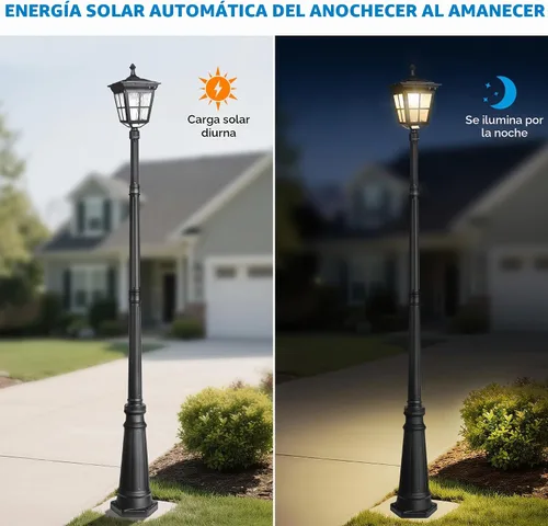 Vista 5 de ST4311AC - Lámpara de poste solar brillante para exteriores del atardecer al amanecer, funciona con energía solar para patio, jardín, terraza