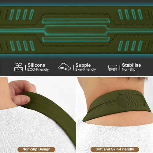 Vista 6 de FIEIL Correa de Cuello Correas de Cámara de Silicona - Correa Acolchada para Cámara, Correa de Hombro de Nailon Ajustable de 1.5" de Ancho Verde