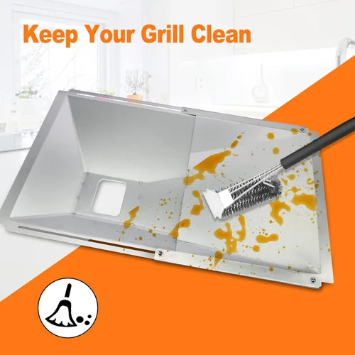 Vista 5 de Utheer - Bandeja de grasa ajustable con 10 revestimientos de aluminio para parrillas de 2/3/4 quemadores Fits Nexgrill, Charbroil, Cuisinart