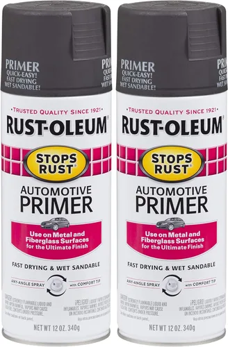 Vista 14 de Rust-Oleum 384757 Stops Rust Custom Spray de imprimación automotriz 5 en 1, 12 oz, gris oscuro mate