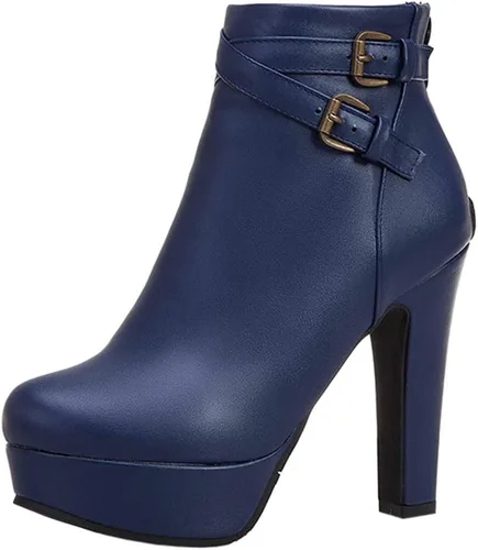 Vista 36 de Scaoruki Zapatos de otoño de moda para mujer, botines de tacón de bloque