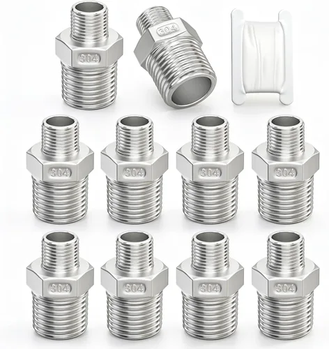 Vista 24 de TAISHER 10 pezones hexagonales 316L, montaje de tubería 3/8 "macho NPT