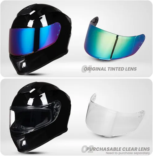 Vista 2 de Cascos integrales de motocicleta para adultos, hombres y mujeres DOT con visera tintada, modelo MD-813 para bicicleta de calle y carreras