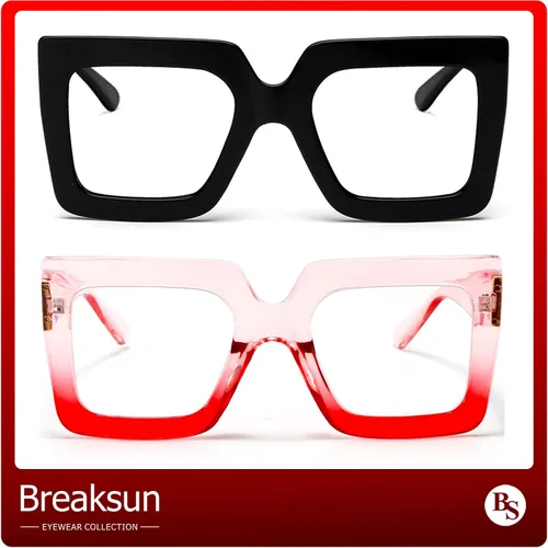 Vista 3 de Breaksun Gafas de luz azul de gran tamaño para mujer, gafas cuadradas gruesas para computadora, sin receta