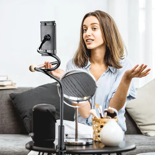 Vista 7 de Soporte para Tableta y Teléfono con Cuello de Cisne Soporte para Kindle para Cama Soporte flexible de 33 pulgadas con abrazadera de brazo largo