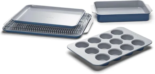 Vista 24 de Caraway Juego de utensilios de cerámica antiadherente para hornear (5 piezas) – bandejas para hornear surtidos y almacenamiento – Cuerpo de acero