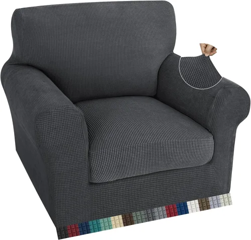 Vista 65 de ZNSAYOTX 2 fundas para sillas con brazos para sala de estar, súper suave, con funda de cojín de asiento, gruesa, duradera, mezcla de elastano, alta