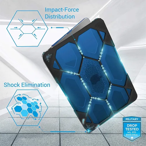Vista 4 de IBENZER Funda resistente para MacBook Pro de 13 pulgadas A2289 A2251 A2159 A1989 A1706 A1708, funda protectora para Mac Pro 13, azul, LC-HT13-BL