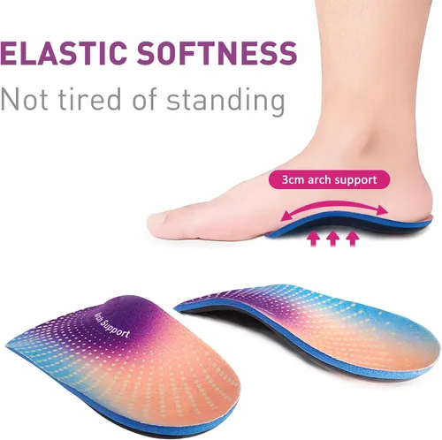 Vista 3 de Plantillas ortopédicas 3/4 para zapatos para hombres y mujeres, soporte de arco alto, insertos de zapatos para fascitis plantar, pies planos