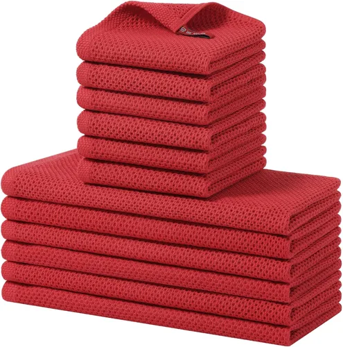 Vista 73 de Homaxy Juego de toallas y paños de cocina 100% algodón, 30 x 30 centímetros y 33 x 71 centímetros, juego de 8 toallas de cocina ultra suaves