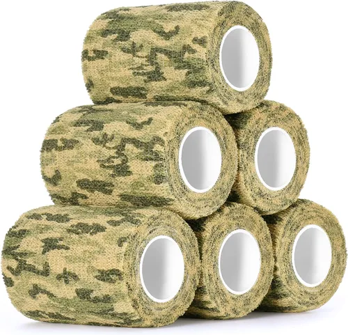 Vista 12 de 6 unidades de cinta de camuflaje autoadhesiva de camuflaje vendaje cohesivo de 3 pulgadas x 5 yardas, envoltura deportiva autoadhesiva de camuflaje