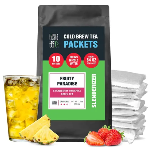 Vista 2 de Tiesta Tea - Blackberry Bellini infusión fría, hojas sueltas, té verde cítrico de mora, cafeína media, paquetes de infusión fría, hace 64 oz