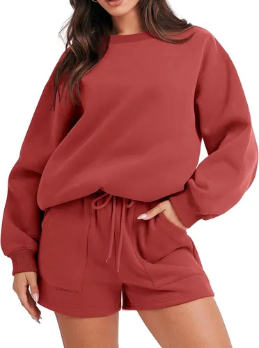 Vista 2 de Sweatsuits for Women Loungewear Workout Athletic Tracksuits Long Sleeve Tops Sweatshirt Shorts Casual Suit Sets