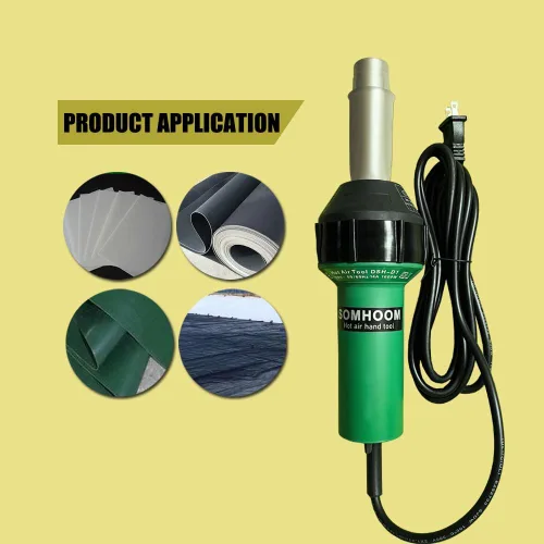 Vista 3 de Pistola de aire caliente profesional de 1600 W para soldadura de plástico, 5 boquillas, núcleo de calefacción y rodillo incluidos, soldador TPO